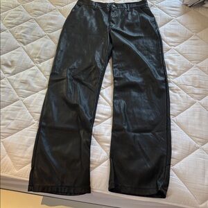 Hollister High Rise Black Vegan Leather Straight Leg Pants